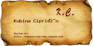 Kubina Ciprián névjegykártya